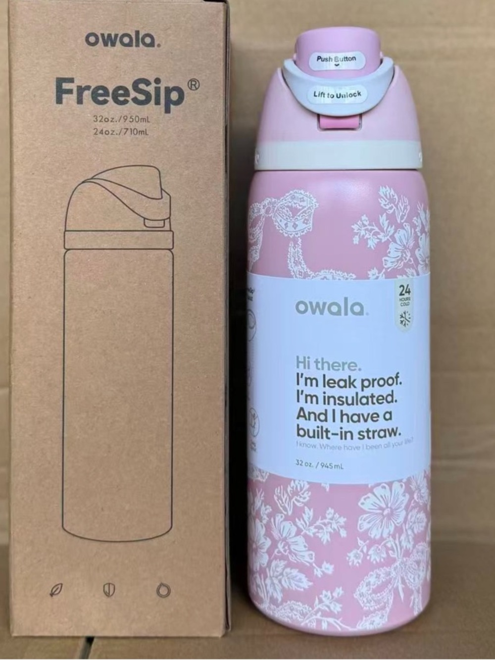 Owala FreeSip 32 oz Floral Limited Edition Water Bottle